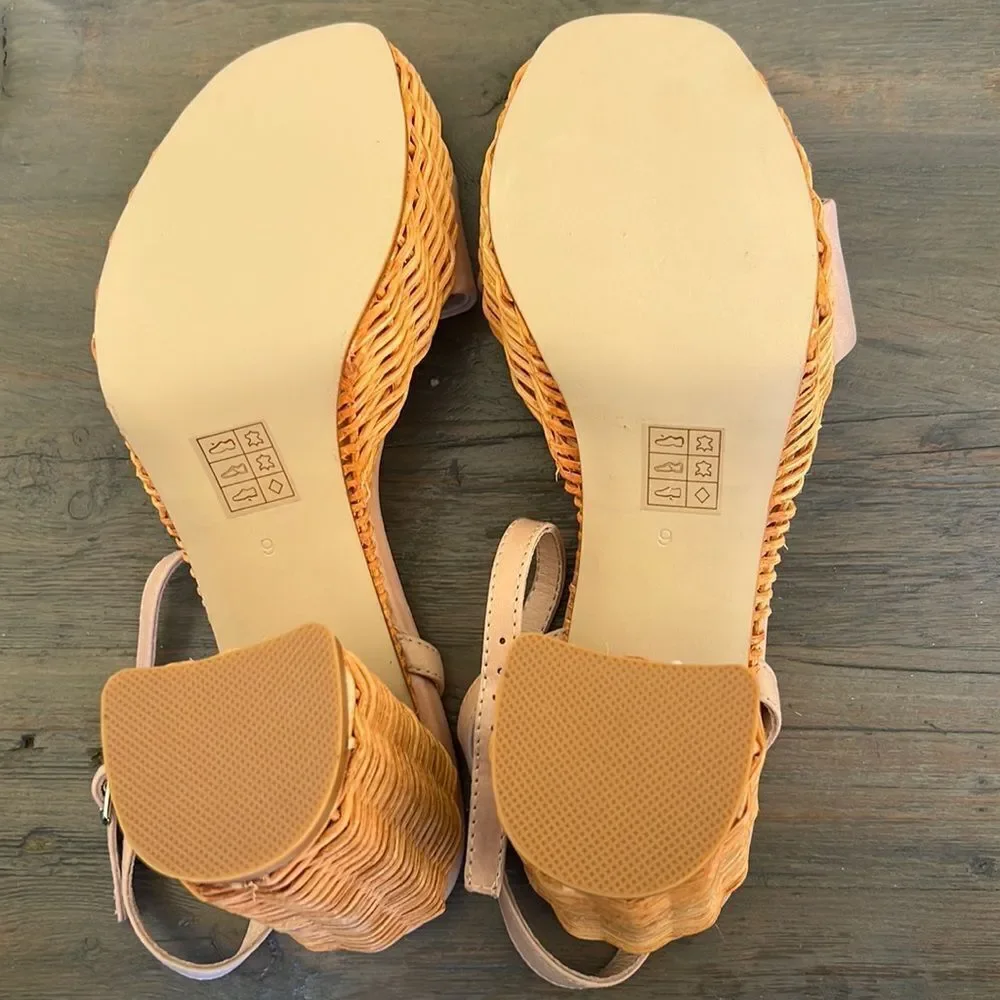 Anthropologie x Jeffrey Campbell Platform Pink Leather Basket Heels US 10